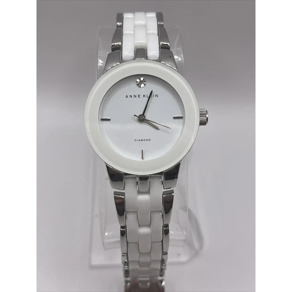 Anne Klein AK/1611 Diamond‎ Dial White Ceramic Collection Women's Watch